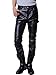 Produktbild Herren Hose Biker Bikerhose Lederhosen Pu Leder Slim Fit Soft Pu Faux Leder Biker Motorrad Hose Schwarz 2XL