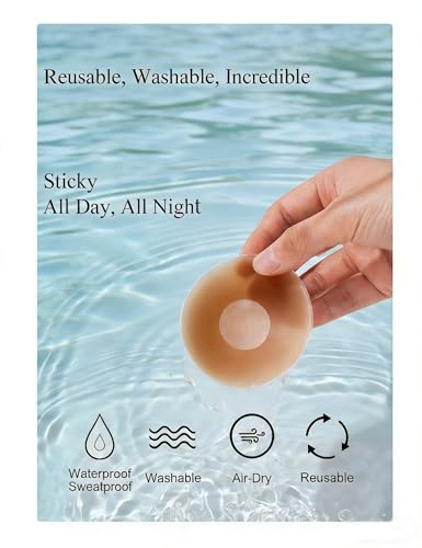 Silicone Nipple Covers Reusable for Women, 5 Pairs a Pack with Travle Case, Made with Dermatology Approved Sticky Silicone, Reusable, Washable, Adhesive-Free, Skin-Friendly, Size M Coffee — view 4