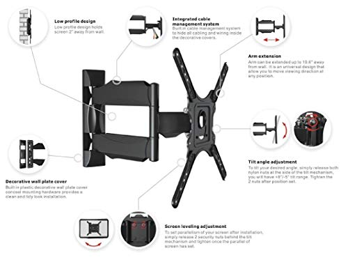 Image of Model P4-NB 6 Way Swivel Tilt TV Wall Mount for LCD /LED TV's Upto 32 inch to 55 inch Inch