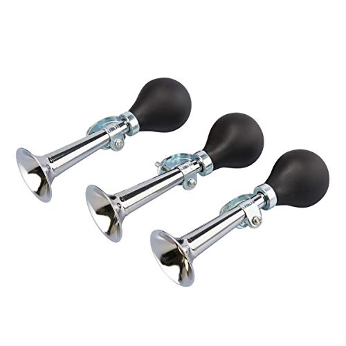 Juvale Bike Horns - 3-Pack Metal Bugle Horns, Bicycle Bells with Black Rubber Squeeze Bulb, Bike Accessory for Kids Bike, Vehicles, Golf Carts