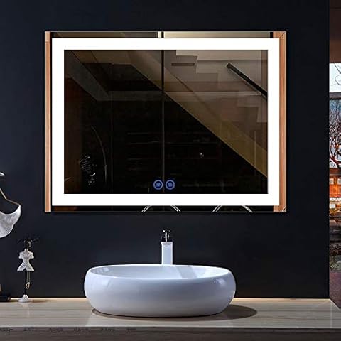 DP Home LED Bathroom Mirror with Lights, Anti Fog Dimmable, Bluetooth Speaker Vertical/Horizontal Mount, Modern Wall Mirror with Lights, 48 x 36 in (E-CK010-B1) Wall Mounted Makeup LED Vanity Mirror Cover