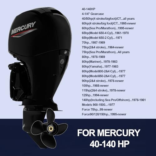 Image of Upgrade OEM Aluminum Boat Propeller Compatible with Mercury Engines 40hp 50hp 60hp 75hp 90hp 100hp 115hp 125hp,15 Spline,4 1 /4 inch Gearcase4 Blades,RH