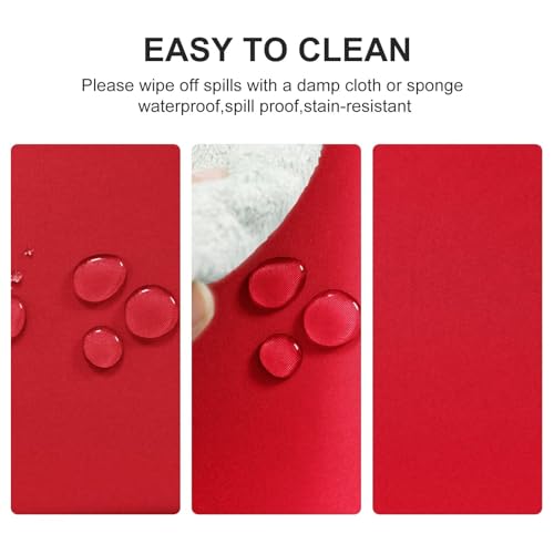 DWCN Christmas Decorative Round Tablecloth Red Table Cloth Wipe Clean Tablecloth Wipeable Tablecloths Round Table Cloth Waterproof Table Cloth Round 120cm Diameter - Image 3
