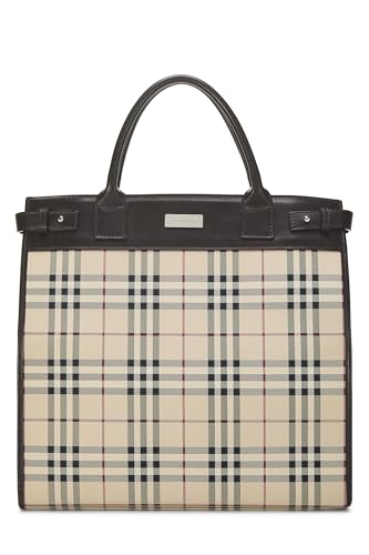 Burberry Pre-loved Brown Nylon Convertible Tote Medium Brown