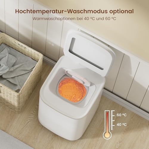 HAVA Mini Waschmaschine, 3 kg Fassungsvermögen Kleine Waschmaschine & Schleuder, Vollautomatisch mit 8 Programmen, Heißwaschfunktion & Ablaufpumpe, Platzsparend für Wohnungen, Wohnheime und Wohnmobile