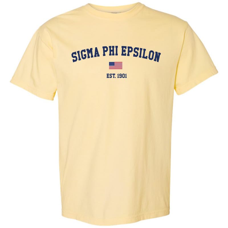 Sigma Phi Epsilon Comfort Colors Tshirt | SigEp USA Flag Fraternity Comfort Colors Tee