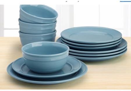 12-Piece Solid Color Dinnerware Set, Dishwasher & Microwave Safe (Topaz)