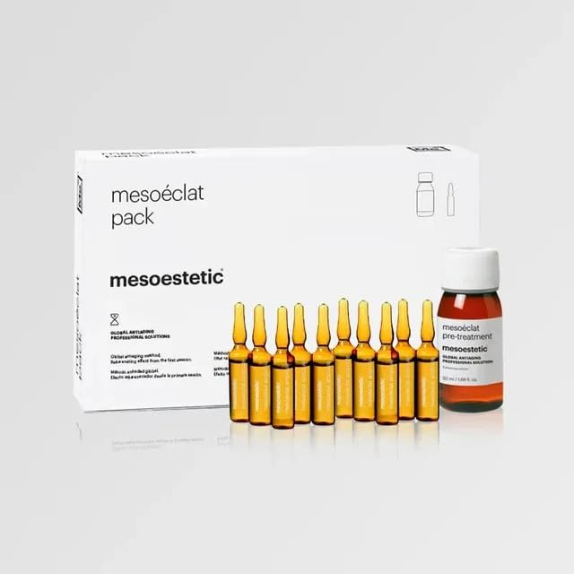 Mesoestetic Mesoéclat Pack Kit cosmetico professionale con soluzione 50 ml e 10 fiale da 5 ml per viso| Solo per uso professionale