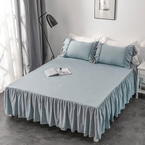 Cooalinar Juego de Falda de Cama con Volantes,Falda de Cama con Volantes Estilo Princesa,Cómodo,Antiarrugas,Transpirable,para dormitorios,residencias estudiantiles y hoteles