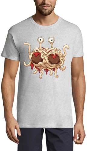T-shirt Flying Spaghetti Monster imprimé d'art coloré en pur coton doux