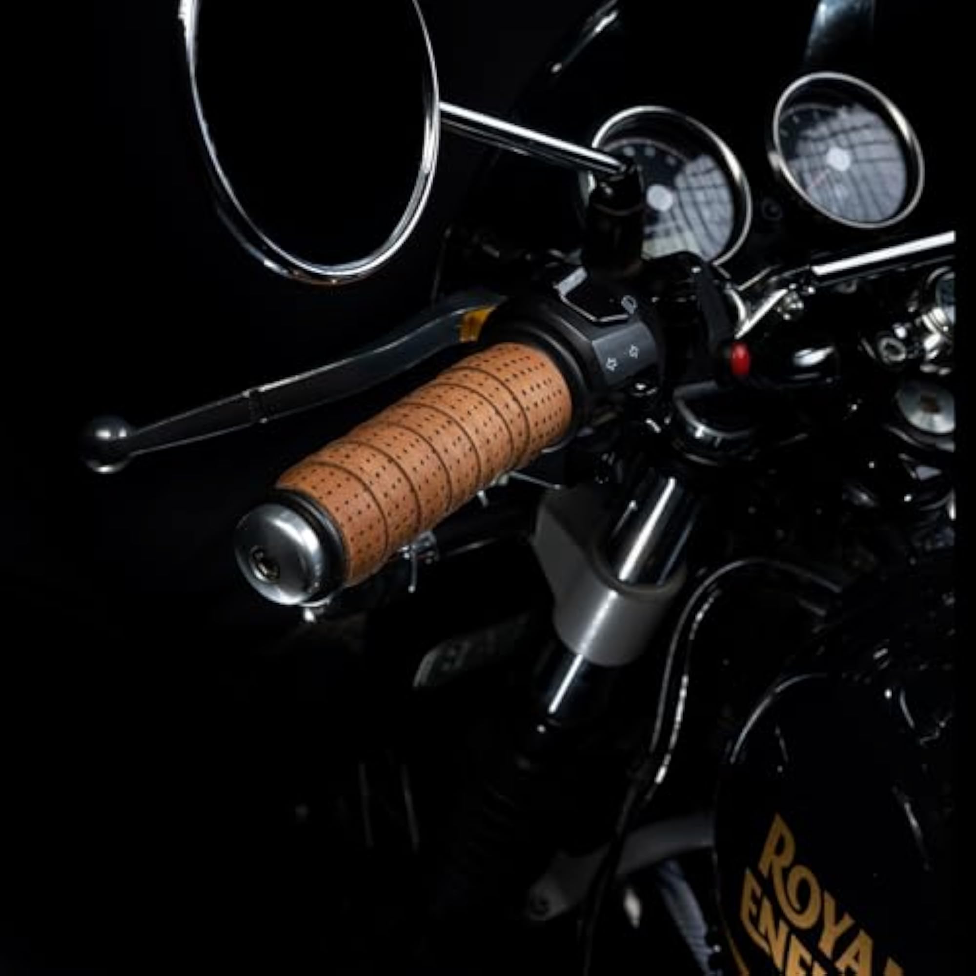 Perforated Motorcycle Handlebar Leather Grip Wraps