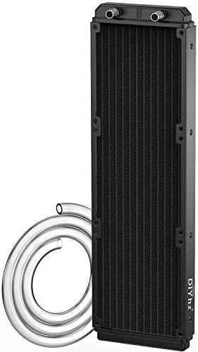 Water Cooling Computer Radiator, 12 Pipe Aluminum Heat Exchanger Liquid Cooling Radiator Heat Sink 360mm for CPU PC Laser Water Cool System DC12V Black with Tube