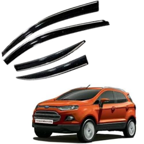 Image of CAR SAAZ Chrome Line Door Visor for Ecosport (2012-2016)(Set of 4Pcs) | Rain Guard | Wind Deflector