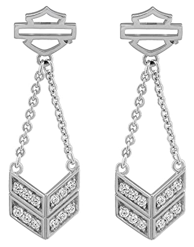Harley-Davidson Women s Insignia Bling Chandelier Drop Earrings, Sterling Silver