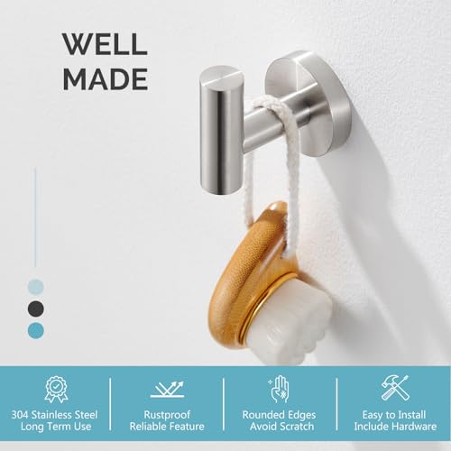Image of Angle Simple Towel Hook for Bathroom, Robe Hook for Wall, Brushed Nickel
