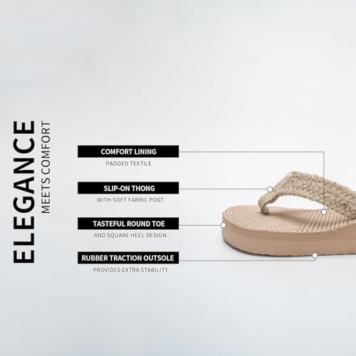 Women's Flip Flops with Arch Support for Women,Comfortable Waterproof Wedge Heel Quick Dry Sandals for Summer Beach Pool3