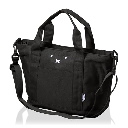 Hapitas Miffy 6061 2-Way Tote Bag, Horizontal B98 Face Black, One Size