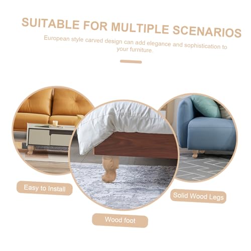 Patas de mesa de madera maciza Hemobllo elevadores de sofá tallados 4 uds 8
