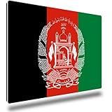 TRIOSK Kühlschrankmagnete Länderflaggen Magnet Flagge Afghanistan Länder Reise Souvenir Geschenk für Reiselustige Frauen Männer Weltenbummler Kühlschrank stark eckig groß 85x55 mm