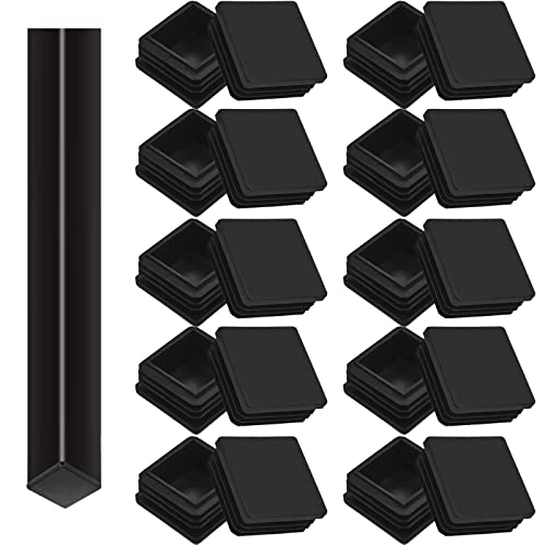 TCOLS JT-FXGS-20P Lot de 20 Bouchons tubulaires carrés, 40 x 40 mm, Bouchons à lamelles pour Tubes carrés, Capuchons de Pieds en Plastique, pour Table, Chaise et Pieds de Meubles (Noir)