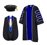 UIALECG Unisex Deluxe Doctoral Graduation Gown, Doctoral Hood and PhD Tam 8 Sided Package