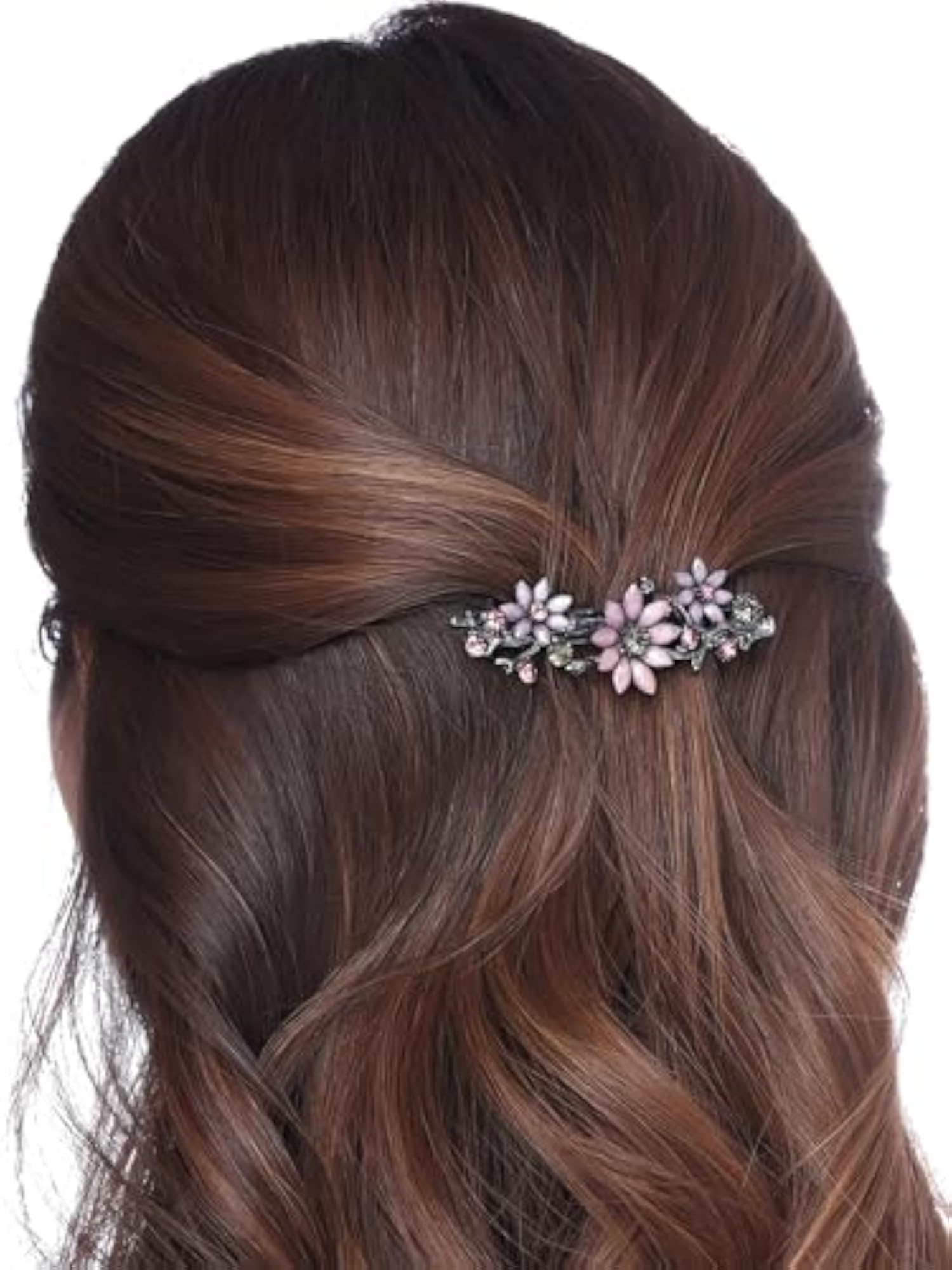 Floral Crystal French Hair Clips, Elegant Accessories