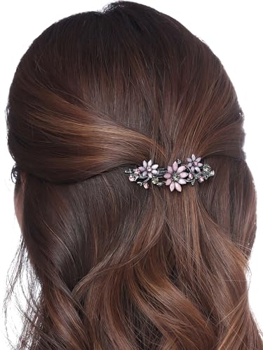 Floral Crystal French Hair Clips, Elegant Accessories