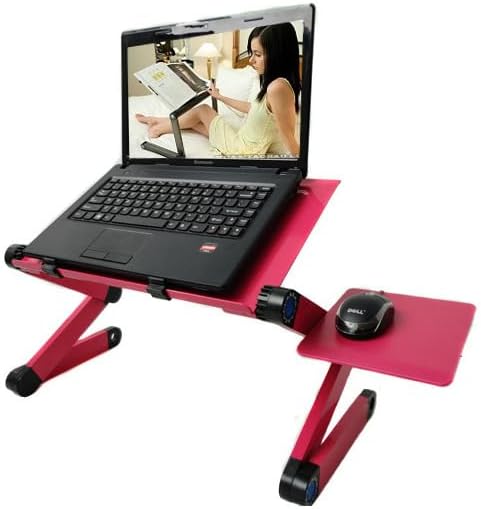 adjustable lap desk laptop computer portable multifunctional ergonomic vented table stand tray mount holder(480 * 260mm with mouse pad, pink) 480*260mm with mouse pad pink