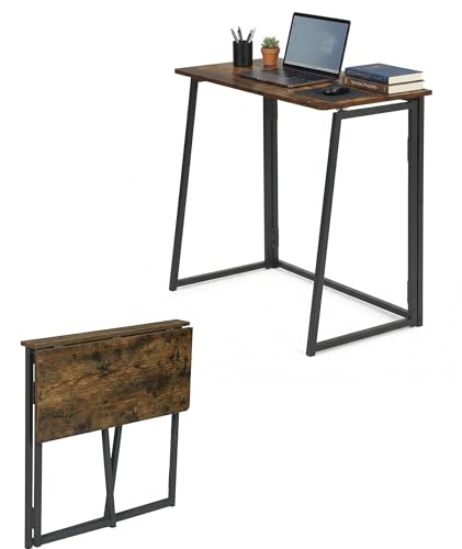 Soayone Escritorio Plegable 80×40×74 cm Mesa Despacho Vintage Escritorio Industrial Pequeño para Espacios Pequeños Salón y Balcón (Marrón Rústico)