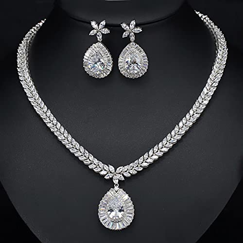 Conjunto de joyería de Disfraz cz con elegante piedra roja de lágrima 3