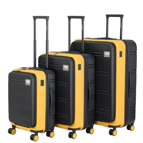 Image of Urban Jungle by Safari Hold-All Premium Top-Open Trolley Bag Set of 3, Cabin, Medium & Large Luggage, Hardside Polycarbonate Suitcase with 8 Silent Wheels and TSA Lock (Yellow)