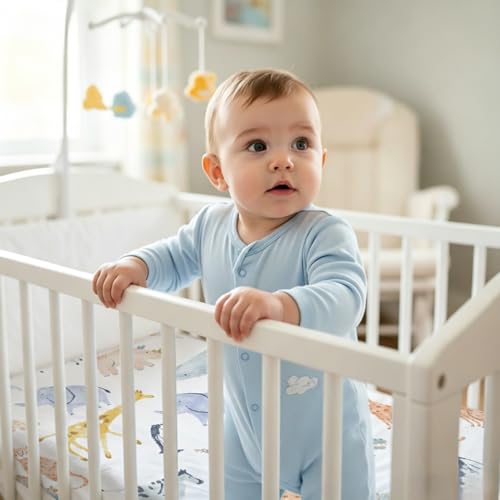 Image of Plushii Crib Sheets for Boys Girls,Baby Crib Sheets Fitted 4PK for Standard Crib and Toddler Bed Mattress,52 inchx28 inchSoft Breathable Microfiber Crib Mattress Cover with Cute Patterns, Fauna