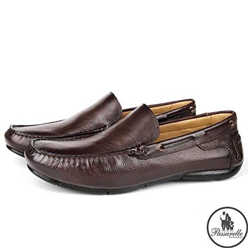 Mocassim Masculino Savelli Confort Urbano Borracha Gel Couro Floater 33391 Café + Carteira
