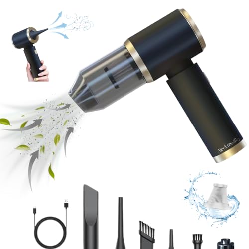 AireLux Aspirapolvere per auto Palmare 20000 PA 4in1 Cordless Ricaricabile Multifunzionale Compatto Potente Aspirazione Motore Brushless Aria Compressa Duster Lavabile Filtro HEPA Mini Home Office Pet