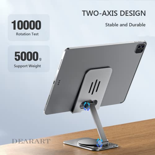 Image of DEARART Cell Phone Stand, 360 Adjustable Phone Stand for Desk, Silver Foldable Phone Holder Fully Carried Easily, Compatible Phone Pad Tablet etc.