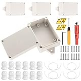 Aoyfuwell 4 Stück Anschlussdose, IP65 wasserdichte Elektroinstallationsbox (weiß), mit 16mm Lochsäge und Sicherheitskennzeichen ABS Kabelanschlussdose für die Stromverteilung – 83x58x33mm