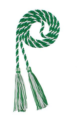 Image of Graduation Honor Cord - Kelly /White - Every School Color Available - Made in USA