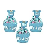 Tongker Set of 24 It’s A Boy Blue Jumpsuit Cupcake Toppers with Wrappers for Boy Baby Shower Cupcake Decorating, Boys Birthday Party Cake Decor