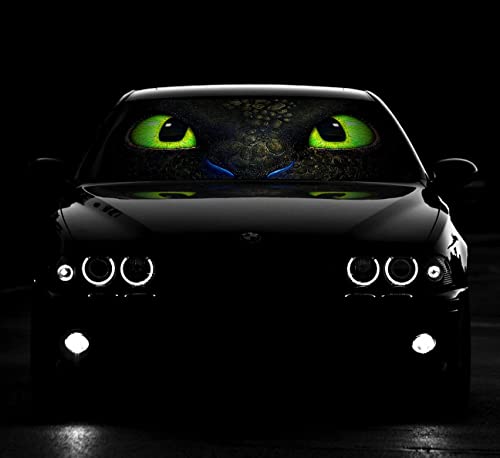 Vbcdgfg Dragon Green Eyes Car Windshield Sun Shade - Universal Fit Car Front Windshield Sunshade-Uv Protection Keep Your Vehicle Cool 55 X 29.9 Inch (94581) #TOP2