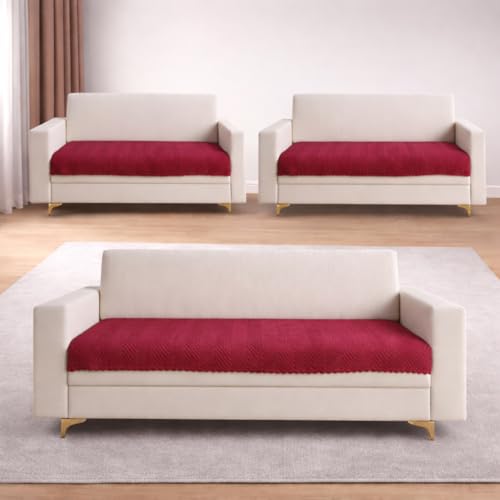 Image of Homerz Premium Velvet Sofa Cover Panel | Soft & Velvety Fabric | Rich Vibrant Colours | Sofa Protector for Living Room (Maroon, 7 (3+2=2) Seater, Only Seat Cover)