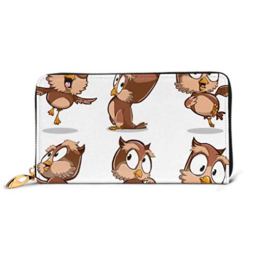 Preisvergleich Produktbild JHGFG Mode Handtasche Reißverschluss Brieftasche Vektor Cartoon Illustration Eule Charakter Unterschiedliche Telefon Kupplung Geldbörse Abendkupplung Blockieren Leder Brieftasche Multi C.