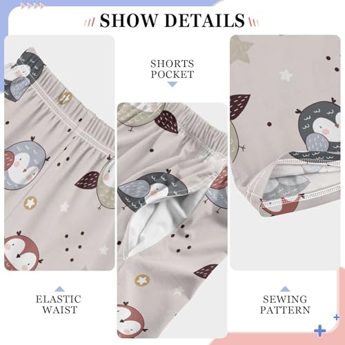 Cute Hand Drawn Owls Boys Pants for Kids Jogger Pants with Pockets S-XL4