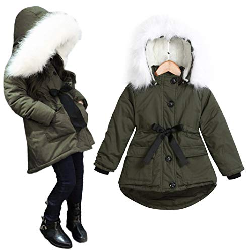 Kids Girls Hooded Parka Jacket Thicken Zipper Long Sleeve Outwear Winter Warm Windproof Coat with Pocket3