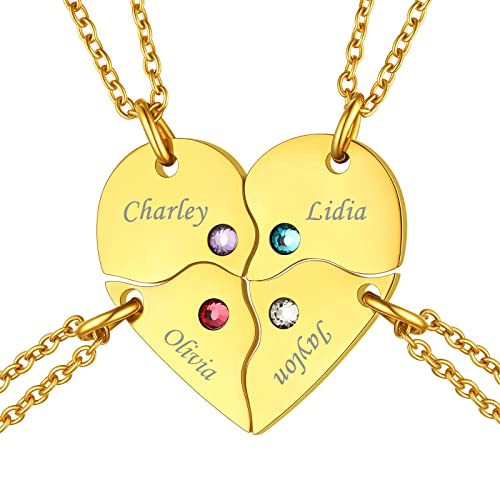 Pendentif cœur 1-4 prénoms personnalisables, l'idée cadeau idéale pour un anniversaire BFF