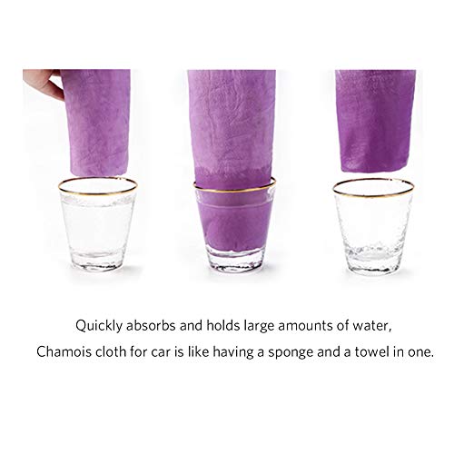 Chamois Cloth For Car - 3 Pack Chamois Drying Cloth Car Drying Towel Super Absorbent Fast Drying Natural Chamois Car Wash Cloth Accessory (17 X 13 Inches) (Blue Purple Yellow) #TOP3