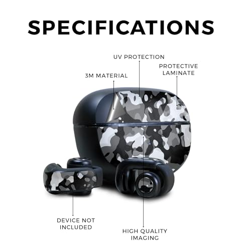 Image of Skin Compatible with Bose Ultra Open Earbuds - Black Modern Camo - Premium 3M Vinyl Protective Wrap Decal Cover - Easy to Apply | Crafted in The USA by MightySkins