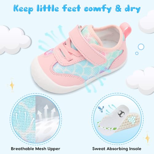 Image of Scurtain Baby Shoes Boy Girl First Walking Shoe Infant Crib Breathable Sneakers Lightweight Barefoot Shoes for Babies