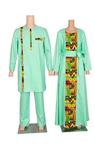 African Couple Outfits Matching Sets - Dresses for Women and Dashiki Mens Clothing for Wedding2