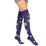 Womens Thigh High Socks Girls Novelty Over the Knee High Socks Colorful Polka Dot Long Stockings Cosplay Leg Warmers Halloween Gifts，Blue Polka Dot