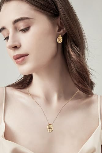 Gold Knot Pendant Necklace for Women Gold Statement Geometric Necklace Dainty Link Choker Necklace Trendy Jewelry Accessories2